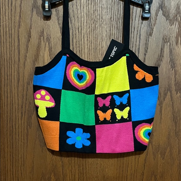 Colorful Patchwork Crop Top - Picture 2 of 6